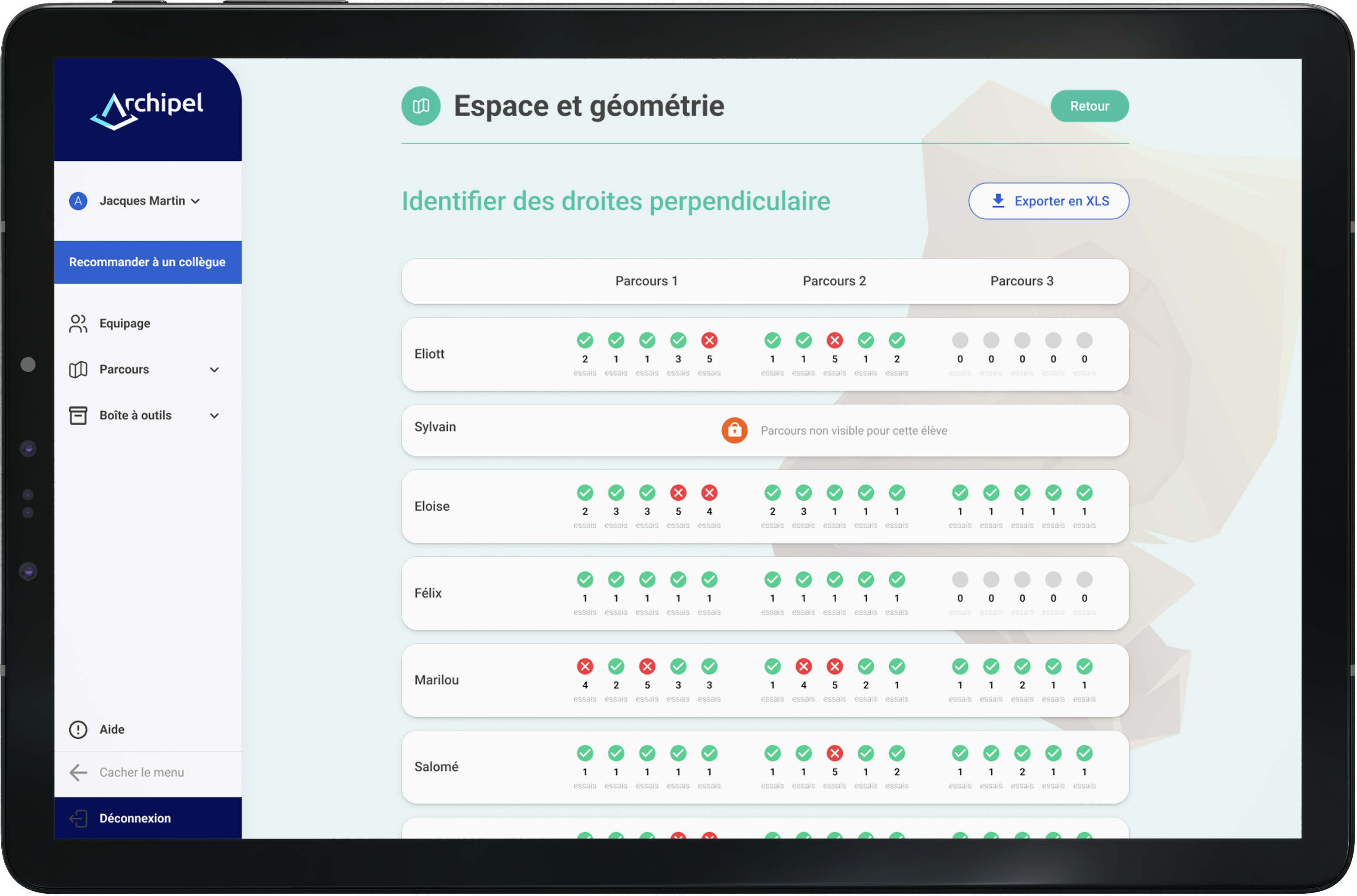 Mock plateforme V3 resultat parcours